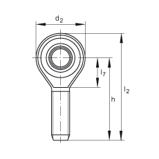 桿端軸承 GAKSR6-PS, 根據(jù) DIN ISO 12 240-4 標(biāo)準(zhǔn)，特種鋼材料，帶右旋外螺紋，免維護(hù)