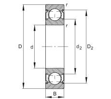 深溝球軸承 6205-C-2Z, 修正的內(nèi)部結(jié)構(gòu)（C 代），根據(jù) DIN 625-1 標(biāo)準(zhǔn)的主要尺寸，兩側(cè)間隙密封