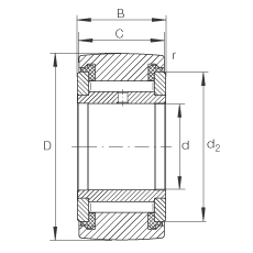 支撐型滾輪 NATV30-PP, 滿裝滾針，軸向引導(dǎo)，兩側(cè)用推力滑動墊圈