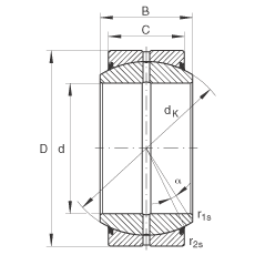 關(guān)節(jié)軸承 GE300-DO-2RS, 根據(jù) DIN ISO 12 240-1 標(biāo)準(zhǔn), 需維護(hù)，兩側(cè)唇密封