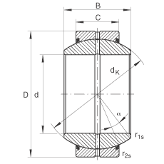 關(guān)節(jié)軸承 GE50-FO-2RS, 根據(jù) DIN ISO 12 240-1 標(biāo)準(zhǔn), 需維護(hù)，兩側(cè)唇密封