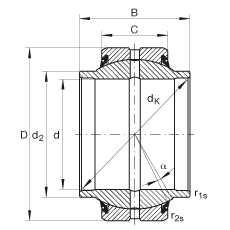 關(guān)節(jié)軸承 GE30-HO-2RS, 根據(jù) DIN ISO 12 240-1 標(biāo)準(zhǔn), 需維護(hù)，兩側(cè)唇密封