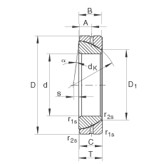 角接觸關(guān)節(jié)軸承 GE70-SX, 根據(jù) DIN ISO 12 240-2 標(biāo)準(zhǔn)，需維護(hù)