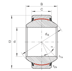 關(guān)節(jié)軸承 GE50-FW-2RS, 根據(jù) DIN ISO 12 240-1 標(biāo)準(zhǔn), 免維護(hù)，兩側(cè)唇密封