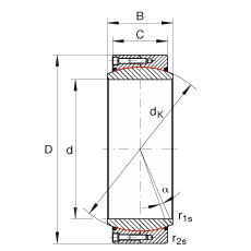 大的關(guān)節(jié)軸承 GE500-DW-2RS2, 根據(jù) DIN ISO 12 240-1 標(biāo)準(zhǔn), 免維護(hù)，兩側(cè)密封