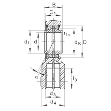 液壓桿端軸承 GIHNRK16-LO, 根據(jù) DIN ISO 12 240-4 標(biāo)準(zhǔn)，帶右旋螺紋夾緊裝置，需維護(hù)