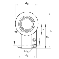 液壓桿端軸承 GIHNRK110-LO, 根據(jù) DIN ISO 12 240-4 標(biāo)準(zhǔn)，帶右旋螺紋夾緊裝置，需維護(hù)