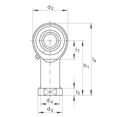 桿端軸承 GIKL22-PB, 根據(jù) DIN ISO 12 240-4 標(biāo)準(zhǔn)，帶左旋內(nèi)螺紋，需維護(hù)