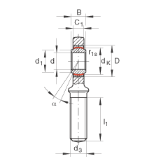 桿端軸承 GAR80-UK-2RS, 根據(jù) DIN ISO 12 240-4 標(biāo)準(zhǔn)，帶右旋外螺紋，免維護(hù)，兩側(cè)唇密封