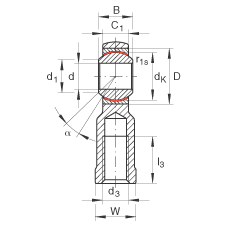 桿端軸承 GIKPR30-PW, 根據(jù) DIN ISO 12 240-4 標(biāo)準(zhǔn)，帶右旋小螺距內(nèi)螺紋，需維護