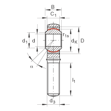 桿端軸承 GAKL6-PW, 根據(jù) DIN ISO 12 240-4 標準，帶左旋外螺紋，需維護