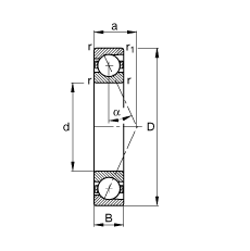 主軸軸承 B7206-E-T-P4S, 調(diào)節(jié)，成對(duì)或單元安裝，接觸角 α = 25°，限制公差