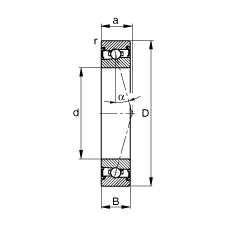 主軸軸承 HSS71920-C-T-P4S, 調(diào)節(jié)，成對安裝，接觸角 α = 15°，兩側(cè)唇密封，非接觸，加嚴公差