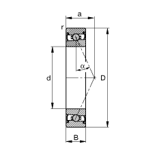 主軸軸承 HCS71902-E-T-P4S, 調(diào)節(jié)，成對或單元安裝，接觸角 α = 25°，兩側(cè)唇密封，非接觸，限制公差