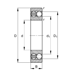 自調(diào)心球軸承 1316-M, 根據(jù) DIN 630 標(biāo)準(zhǔn)的主要尺寸