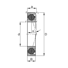 主軸軸承 HCB7000-C-T-P4S, 調(diào)節(jié)，成對或單元安裝，接觸角 α = 15°，陶瓷球，限制公差