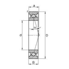 主軸軸承 HS71920-C-T-P4S, 調(diào)節(jié)，成對(duì)安裝，接觸角 α = 15°，限制公差