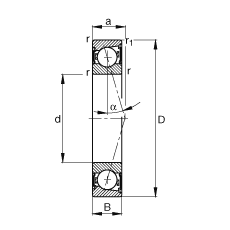 主軸軸承 B7206-C-2RSD-T-P4S, 調(diào)節(jié)，成對安裝，接觸角 α = 15°，兩側(cè)唇密封，非接觸，加嚴(yán)公差