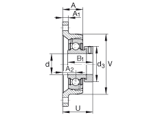 軸承座單元 PCJT2, 對角法蘭軸承座單元，鑄鐵，根據(jù) ABMA 15 - 1991, ABMA 14 - 1991, ISO3228 帶有偏心緊定環(huán)，P型密封，英制