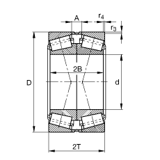 圓錐滾子軸承 32224-A-N11CA, 根據(jù) DIN ISO 355 / DIN 720 標(biāo)準(zhǔn)的主要尺寸，可分離，X型成對布置，有軸向內(nèi)部游隙