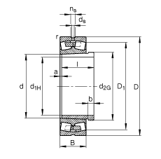 調(diào)心滾子軸承 24068-B-K30-MB + AH24068, 根據(jù) DIN 635-2 標準的主要尺寸, 帶錐孔和退卸套