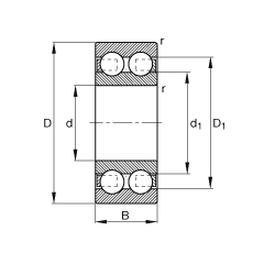 深溝球軸承 4310-B-TVH, 根據(jù) DIN 625-3 標(biāo)準(zhǔn)的主要尺寸，雙列